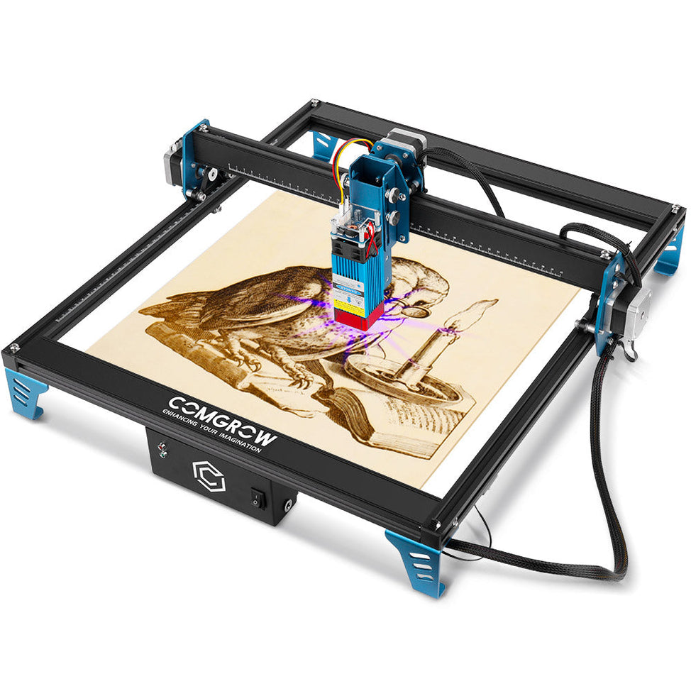 comgrow z1 is laser engraving a board